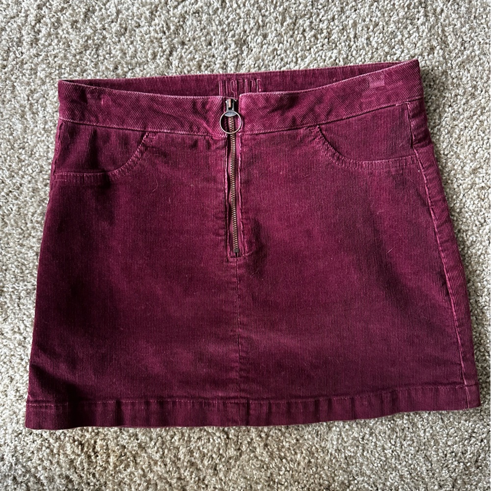 Justice Corduroy Skirt in Deep Burgundy Pockets Zipper